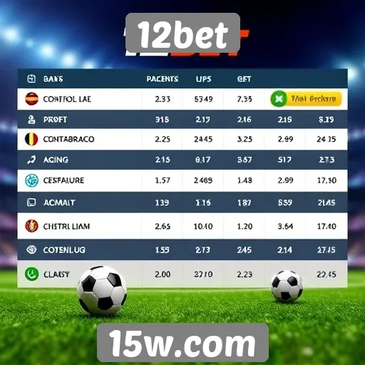 Comparação das odds oferecidas por 12bet